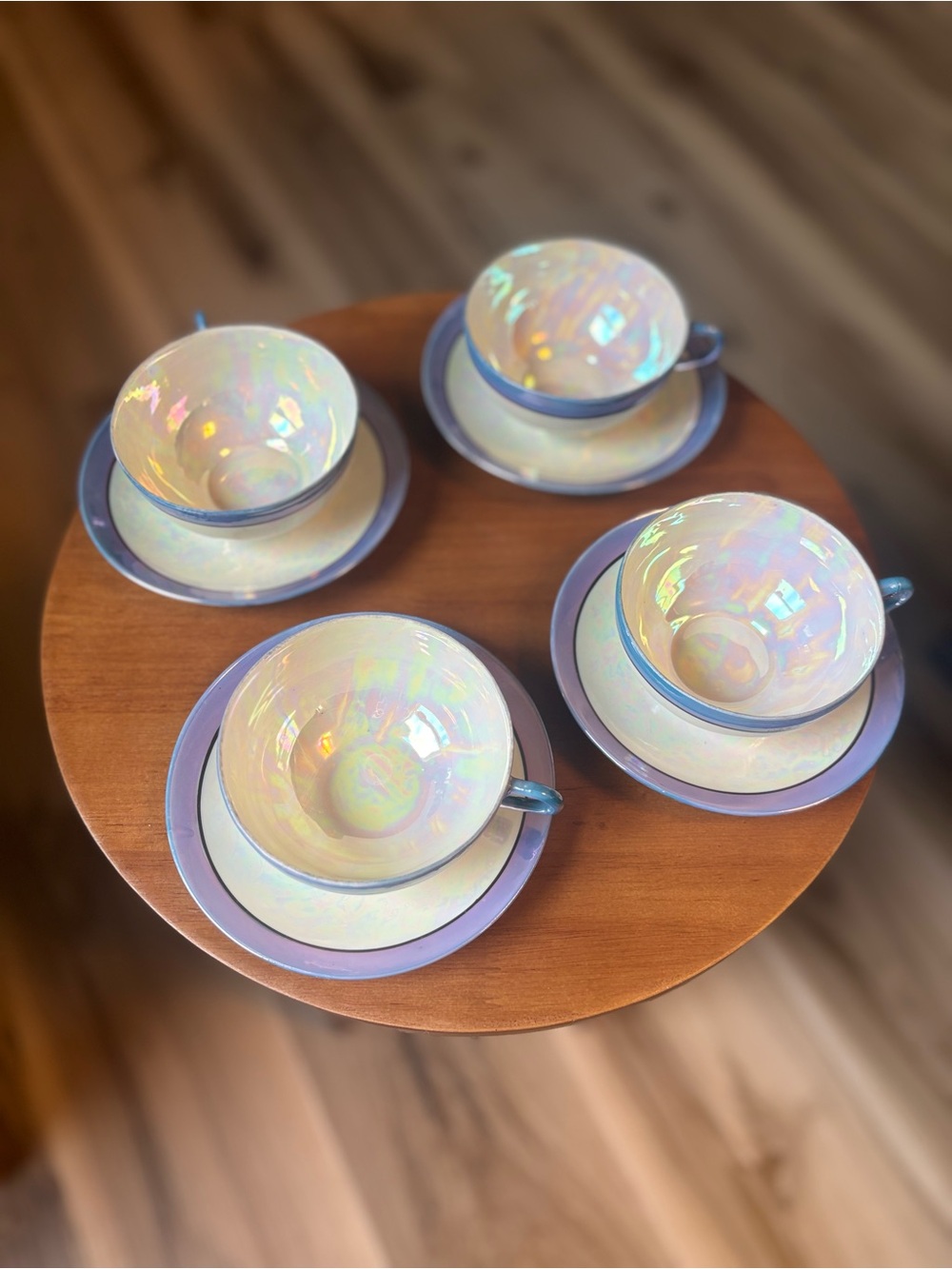 Japan Noritake Lusterware Pearl Teacup and Saucer Set - Art Deco